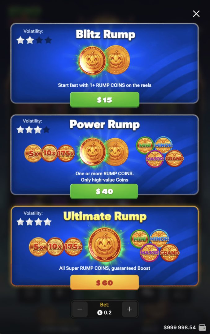 Rump And Halloween app mobile, demo bonus casino, truffa o soldi veri: opzioni Buy Bonus in verticale