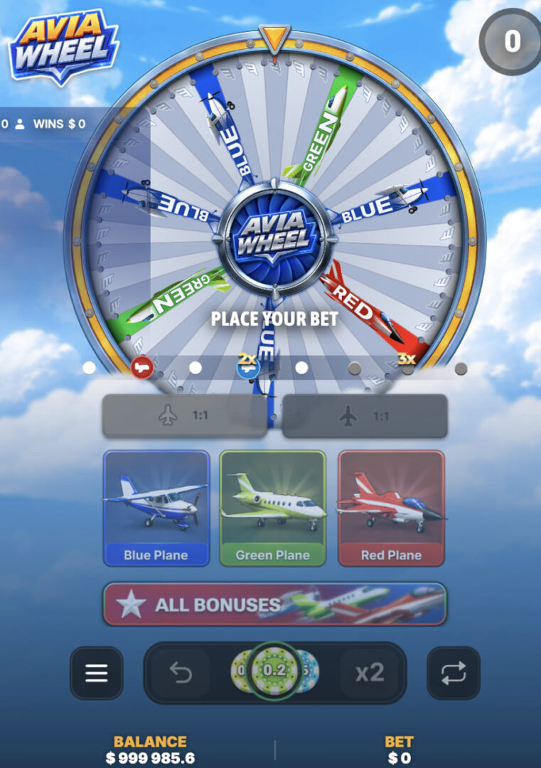 Avia Wheel su telefono in verticale con puntata e tasti x2 e Repeat, inchiesta e opinioni sul gioco