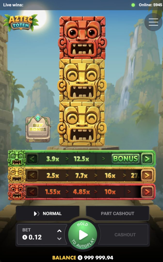 Aztec Totem app mobile, demo bonus casino, truffa e soldi veri: schermata verticale con le linee